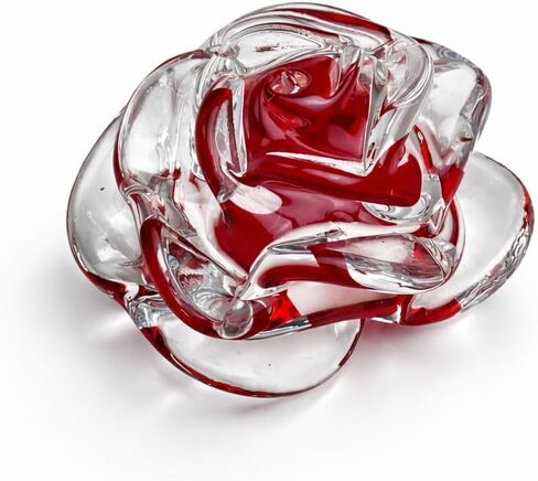 تمثال Ca D Oro Murano على شكل زهرة وردة حمراء على شكل زهرة منفوخة يدويًا من الزجاج الكريستالي للمكتب وتزيين الغرفة والقطعة المركزية - وردي in Saudi Arabia