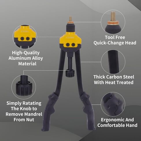 مجموعة أدوات صامولة البرشام، مجموعة أدوات ريفنوت 16 بوصة مع 13 مماسك متري وSAE، مجموعة متنوعة من صواميل البرشام 170 قطعة، حقيبة حمل متينة، مثالية للصفائح المعدنية وأعمال السيارات in Kuwait