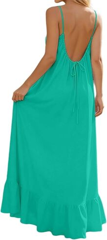 فستان طويل بدون ظهر للنساء كاجوال بوهو سباغيتي فساتين صيفية واسعة طويلة على الشاطئ لقضاء العطلات in Kuwait