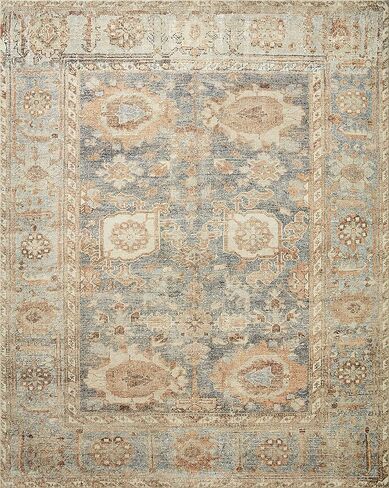 Loloi Margot Collection MAT-03 Ocean/Spice 7'-6" x 9'-6" Area Rug feat. CloudPile, No-Shed Easy Clean Large Patterned Area Rug for Living Room, Bedroom, Dining Area in Saudi Arabia