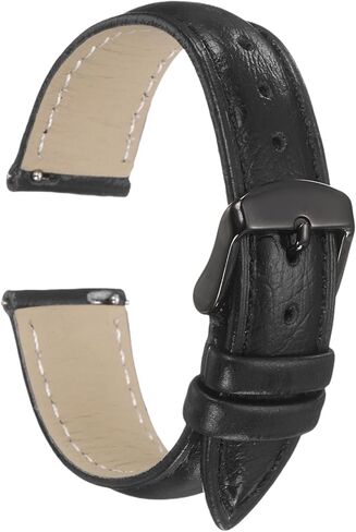 HARFINGTON Leather Watch Bands Quick Release Watch Strap Ostrich Pattern Top Grain Replacement Wrist Band Black Buckle for Men Women in Saudi Arabia