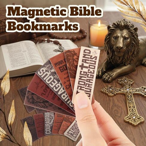 48 قطعة من الإشارات المرجعية المغناطيسية للكتاب المقدس للرجال، هدايا مسيحية، إشارات كتابية ملهمة للأسد، الرب هو قوتي، هدايا دينية قوية وشجاعة لعيد الميلاد in Kuwait