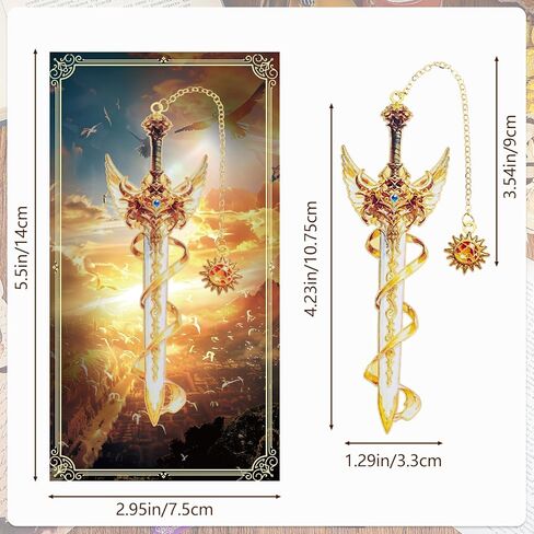 6Pcs Fantasy Sword Metal Bookmarks Set, Cool Wing Bookmark, Fantasy Bookmark Gifts for Book Lover, Reading Accessories for Books Journals Planners, 1.57 x 4.33in in Saudi Arabia