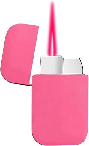 Torch Windproof Lighter, Pink Flame Fun Glittery Refillable Butane Pocket Novelty Lighter for Girls Teens Gift,Daily Use, Birthdays, Anniversary, Candle, Camping(Butane Not Included) (White&Pink) in Saudi Arabia