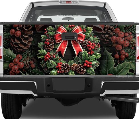 ThangPham Shop Christmas Wreath Tailgate Wrap – Holiday Truck Decoration in Saudi Arabia