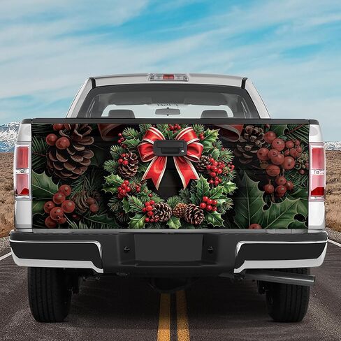 ThangPham Shop Christmas Wreath Tailgate Wrap – Holiday Truck Decoration in Saudi Arabia