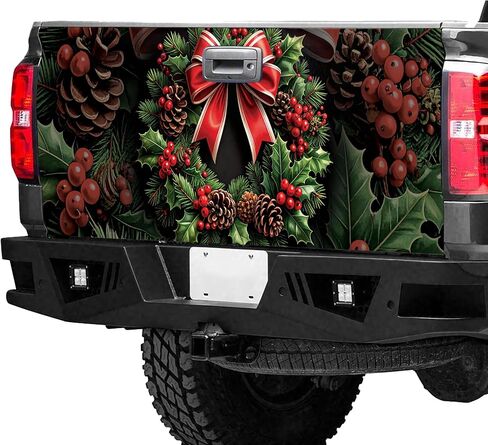 ThangPham Shop Christmas Wreath Tailgate Wrap – Holiday Truck Decoration in Saudi Arabia