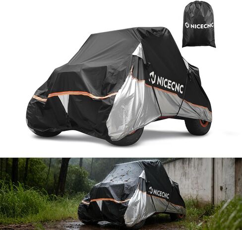 غطاء NICECNC UTV بمقعدين 420D أكسفورد عالي التحمل متوافق مع Can Am X3 متوافق مع Kawasaki krx1000، متوافق مع Honda Talon، RZR XP1000 قماش بلونين مع طلاء PU (133 بوصة × 75 بوصة × 62 بوصة) in Saudi Arabia