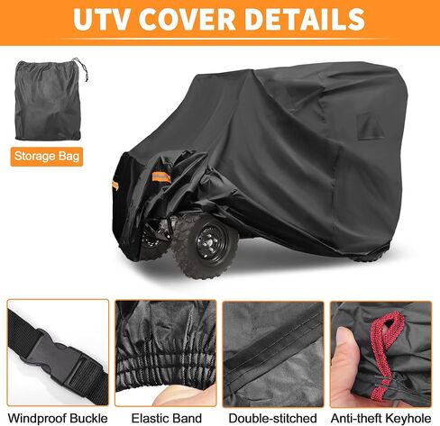X AUTOHAUX UTV Cover for Kawasaki Teryx4 4 Seaters Waterproof Side by Side Cover for Kawasaki Teryx4 S LE/SE/Camo Outdoor Cover Sun Rain Protection 210D-PU Oxford Cloth Black in Saudi Arabia