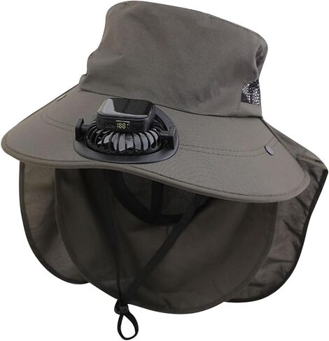 Sun Hats for Women UPF 50+ UV Protection Wide Brim Hiking Fishing Visors Hat with Fan and Neck Flap Summer Fashion in Saudi Arabia