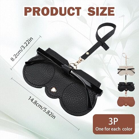 3 Pcs Soft Leather Sunglasses Bag Portable Leather Glasses Case Holder Portable Sunglasses Organizer Case for Women Men in Saudi Arabia