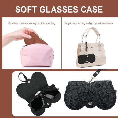 3 Pcs Soft Leather Sunglasses Bag Portable Leather Glasses Case Holder Portable Sunglasses Organizer Case for Women Men in Saudi Arabia