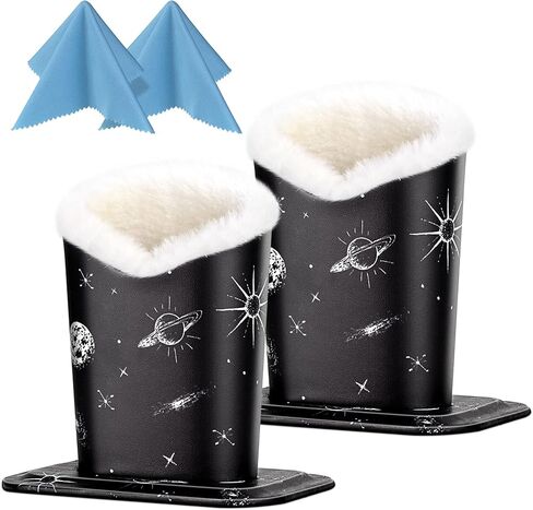 bvya 2 Pcs a Set, Plush Lined Leather Eyeglasses Holder Stand Protective Glasses Case For Desks Or Nightstands in Saudi Arabia