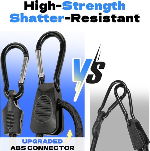 8 قطع من حبال بنجي قابلة للتعديل مقاس 48 بوصة من KJE - أشرطة بنجي سوداء، سهلة التعديل من 7 بوصة إلى 48 بوصة، مثالية للربط في الهواء الطلق، وتأمين الأقمشة والأقمشة والحمولة في المناخات الحارة الباردة in Kuwait