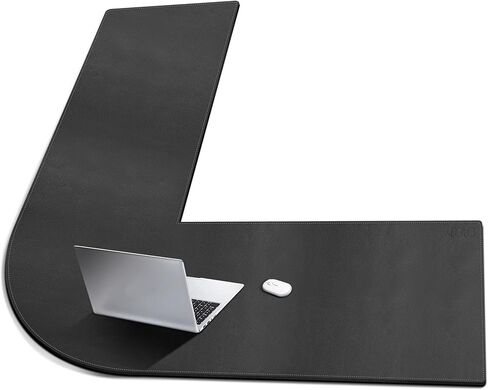 سجادة مكتب على شكل حرف L من Cacoy مقاس 51 بوصة × 55 بوصة، نشافات وسادة مكتب زاوية من جلد البولي يوريثان، لوحة ماوس كبيرة على شكل حرف L للمكتب، سجادات مكتب كمبيوتر مكتبية مقاومة للماء على الجزء العلوي من المكاتب، أسود in Kuwait