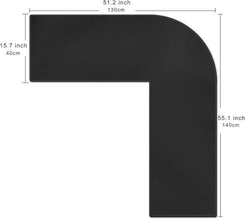سجادة مكتب على شكل حرف L من Cacoy مقاس 51 بوصة × 55 بوصة، نشافات وسادة مكتب زاوية من جلد البولي يوريثان، لوحة ماوس كبيرة على شكل حرف L للمكتب، سجادات مكتب كمبيوتر مكتبية مقاومة للماء على الجزء العلوي من المكاتب، أسود in Kuwait