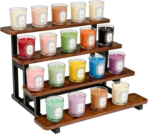 4 tiered Wood Risers Display Stands, Straight Display Stands for Vendor Events, Cupcake Dessert Food Stand Display Table,Craft Shows Farmers Market Retail Display Racks for Collectible Perfume in Saudi Arabia