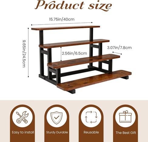 4 tiered Wood Risers Display Stands, Straight Display Stands for Vendor Events, Cupcake Dessert Food Stand Display Table,Craft Shows Farmers Market Retail Display Racks for Collectible Perfume in Saudi Arabia