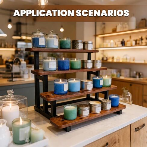 4 tiered Wood Risers Display Stands, Straight Display Stands for Vendor Events, Cupcake Dessert Food Stand Display Table,Craft Shows Farmers Market Retail Display Racks for Collectible Perfume in Saudi Arabia