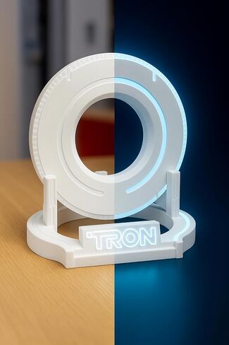 Futuristic Identity Disk Display with Stand Inspired by Tron Disc in Saudi Arabia
