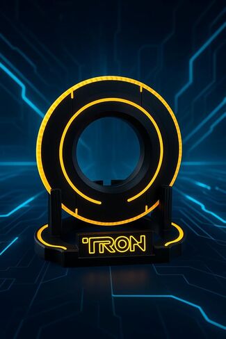 Futuristic Identity Disk Display with Stand Inspired by Tron Disc in Saudi Arabia