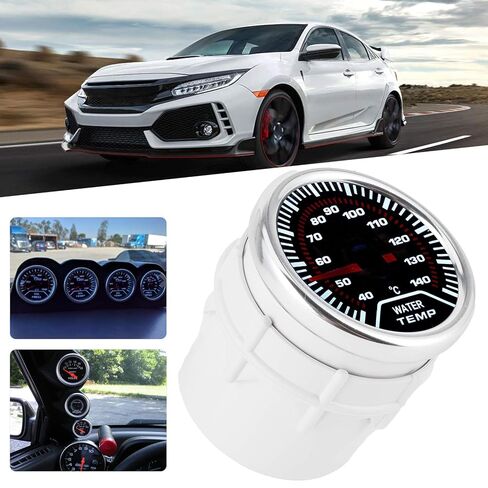 Water Temperature Gauge LED Universal Car Dashboard 52mm Smoke Tint Lens Red Needle White Display High Sensitivity 40 150℃ Range 12V DC ABS Plastic Racing Style Accessory in Kuwait