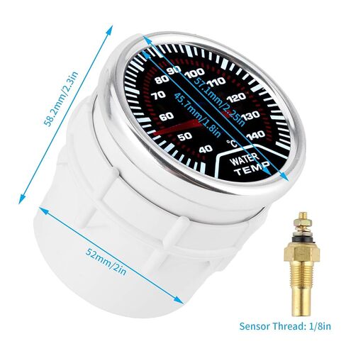 Water Temperature Gauge LED Universal Car Dashboard 52mm Smoke Tint Lens Red Needle White Display High Sensitivity 40 150℃ Range 12V DC ABS Plastic Racing Style Accessory in Kuwait