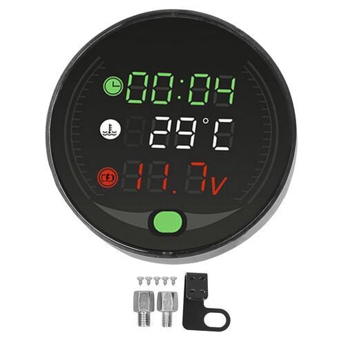 العالمي LED شاشة ديجيتال دراجة نارية مقياس درجة حرارة الماء الفولتميتر USB قابلة للشحن مقياس الوقت 9 24 فولت يصلح لمعظم الدراجات النارية البلاستيك in Kuwait