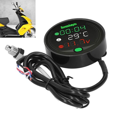 العالمي LED شاشة ديجيتال دراجة نارية مقياس درجة حرارة الماء الفولتميتر USB قابلة للشحن مقياس الوقت 9 24 فولت يصلح لمعظم الدراجات النارية البلاستيك in Kuwait