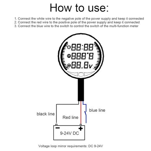 العالمي LED شاشة ديجيتال دراجة نارية مقياس درجة حرارة الماء الفولتميتر USB قابلة للشحن مقياس الوقت 9 24 فولت يصلح لمعظم الدراجات النارية البلاستيك in Kuwait