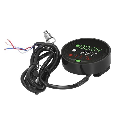 العالمي LED شاشة ديجيتال دراجة نارية مقياس درجة حرارة الماء الفولتميتر USB قابلة للشحن مقياس الوقت 9 24 فولت يصلح لمعظم الدراجات النارية البلاستيك in Kuwait
