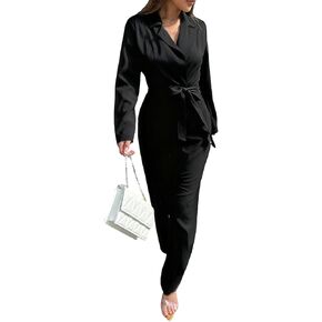 جمبسوت للنساء بأكمام طويلة وواسعة الساق، بذلة كاجوال مع جيوب in Kuwait