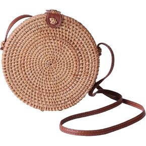 حقيبة بوهو منسوجة من فاين ليفينج للنساء - حقيبة كتف منسوجة، حقيبة يد من القش، محفظة من الخيزران، محفظة للعطلات in Kuwait