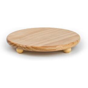 HillSpring Wood Pedestal Stand, 11.8“ Round Wood Riser for Kitchen Bathroom Counter Organizer, Sturdy Farmhouse Display Tray to Elevate Soap Dispenser, Plants, Vases in Kuwait