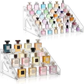 2 Pack 6 Tier Perfume Organizer Stand, Versatile Acrylic Perfume Organizer Holder Display Stand Storage Tray for Figures Makeup Nail Polish Graded Cards Organization in Kuwait