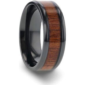 Pikka Black Titanium With Koa Wood Inlay And Bevels - 8mm in Kuwait