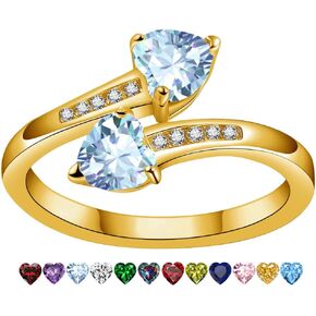 Adjustable Heart Promise Ring, 18K Gold Plated Birthstone Ring for Women Dainty CZ Gemstone Statement Band, Personalized Birthday Jewelry Gift, Adjustable (US Size 5-10) in Saudi Arabia