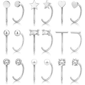 14K Gold Huggie Half Hoop Earrings,Cartilage Helix Open,Backless Earrings for Women,9 Pairs Hypoallergenic 316L Stainless Steel Jewelry Set,Trending Valentine's Day Gifts in Saudi Arabia