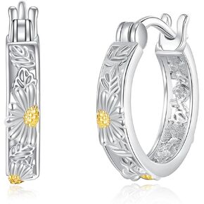 POPLYKE Sterling Silver Flower Hoops Earrings Small Huggie Earrings Jewelry Gift for Women in Saudi Arabia