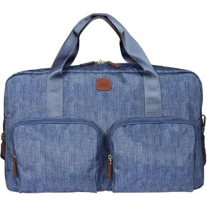 Bric’s X-Bag 18-Inch Cargo Carry-On Duffle, Water-Resistant Satin Nylon Travel Bag with Leather Handles, Laptop Sleeve, Front Zip Pockets and Luggage Pass-Through - Nut in Saudi Arabia
