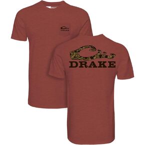 تي شيرت Drake Waterfowl الرجالي Drake Stacked Logo Old School قصير الأكمام - تي شيرت خفيف الوزن ومسامي وسريع الجفاف من مزيج القطن in Saudi Arabia