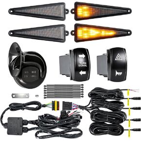 Universal UTV Turn Signal Kit with 110dB Horn & Rocker Switch – Pre-Wired Street Legal Blinker System Plug & Play Turn Signal Assembly Compatible with Polaris, Can-Am, CFMOTO, Kawasaki & More in Kuwait