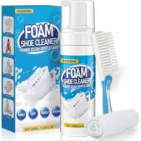 منظف ​​الأحذية، مجموعة تنظيف الأحذية سعة 6.76 أونصة سائلة مع فرشاة ومنشفة، منظف الأحذية الرياضية الأبيض لإزالة البقع in Kuwait
