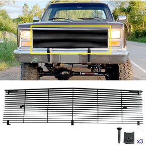 شواية أمامية سوداء متوافقة مع 1981-1987 Chevy Blazer/C/K Pickup/Suburban/GMC Jimmy Main الجزء العلوي الأفقي من شبكة البليت 1982 1983 1984 1985 1986 in Kuwait