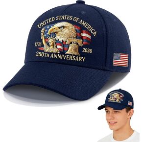 قبعة الولايات المتحدة الأمريكية للذكرى 250، قبعة طباعة النسور للذكرى السنوية الـ 250 للولايات المتحدة، قبعة بيسبول قابلة للتعديل للرجال والمحاربين القدامى in Kuwait