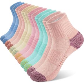 6 أزواج من الجوارب النسائية للكاحل - جوارب قطنية رياضية سميكة ومبطنة للجري ربع طاقم in Kuwait