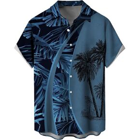 Men's Short Sleeve Button Down Casual Hawaiian Shirts Summer Beach Holiday Printed Regular Fit Top Tropical Shirts in Saudi Arabia