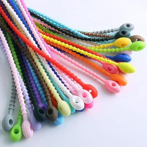 8.5 Inch Colorful Silicone Ties Clip, 30Pcs Reusable Rubber Zip Ties for Cord&Cable, Multi Purpose Twist Ties, Food Sealing Tie, Cable Strap Cord Organizer, Household Snake Strap in Saudi Arabia