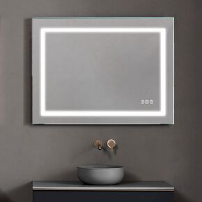 TOOLKISS 36x30 LED Bathroom Mirror Wall Mounted Lighted Vanity Mirror Dimmable Anti-Fog Shatter-Proof Smart Memory Horizontal/Vertical in Saudi Arabia