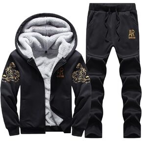 Men's Tracksuits Casual Zip Up Coat Thick Hoodies + Pants Set Sweatshirt Winter Fleece Jacket Sporting Suits in Saudi Arabia